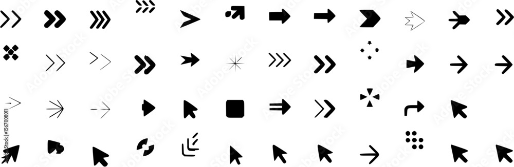Fototapete Vector arrow set collection design elements for web ui ux design and graphic design resources pack bundle on transparent background