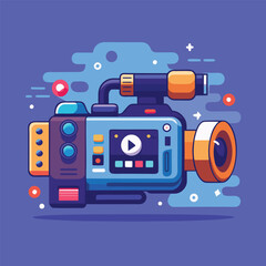 Obraz premium Creative Cartoon Video Recording Camera Illustration