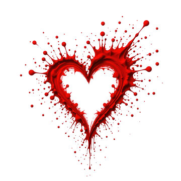 Vibrant Red Heart Shape Created with Splashes of Liquid, Symbolizing Love and Passion in Dynamic Art Form