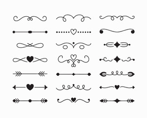 Fototapeta premium page divider vector set, Collection of elegant black and white page dividers,border vector design elements. Perfect divider for digital, print needs, web pages, invitation, banner