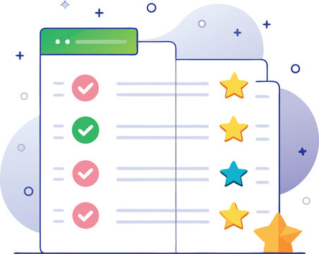  Comparison chart with specs, stars, and pricing, flat vector shopping tool