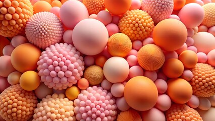 A pile of orange and pink textured balls creates a sweet background