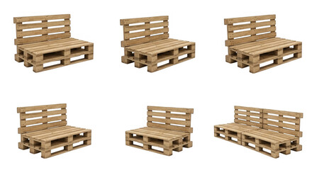Stylish Wooden Pallet Furniture Set for Outdoor and Indoor Use, isolated on a transparent background