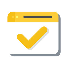 Yellow Right Check Mark Icon – Transparent Background for Website, App, and UI Design


