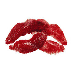 Fototapeta premium A red lipstick kiss mark isolated on transparent background