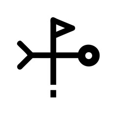 Fototapeta premium Stylized black weather vane symbol featuring geometric shapes and clean lines, ideal for modern design or directional concepts. 