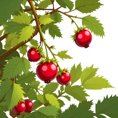A bunch of red berries hanging from a tree