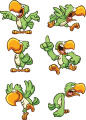 set of parrot with different expression