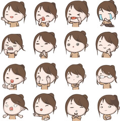 set of funny cartoon faces