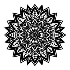  Intricate Hand-Drawn Mandala Pattern – Boho Style Floral Circular Ornament for Coloring, Yoga, Meditation, and Decor.