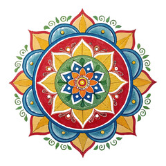  Intricate Hand-Drawn Mandala Pattern – Boho Style Floral Circular Ornament for Coloring, Yoga, Meditation, and Decor.