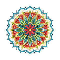  Intricate Hand-Drawn Mandala Pattern – Boho Style Floral Circular Ornament for Coloring, Yoga, Meditation, and Decor.