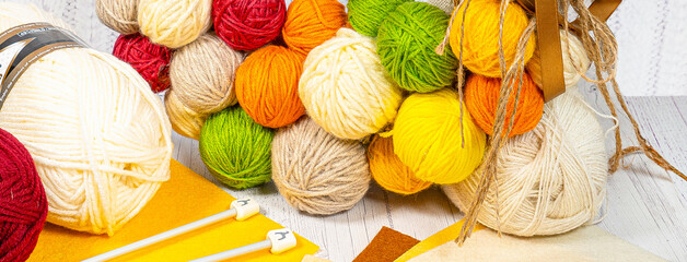 Threads in reels. Colored bobbins for embroidery knitting hobby accessories creativity.