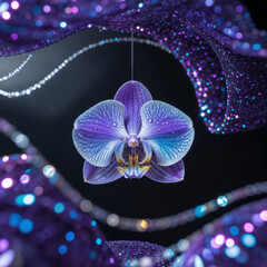 purple orchid on black background