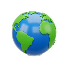 Naklejka premium 3D Rendered Earth Globe Isolated on Transparent Background with Blue Oceans and Green Landmasses