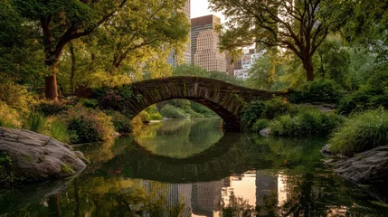 Poster Gapstow Bridge in Central Park. early in the morning in summer, no logos, no brands