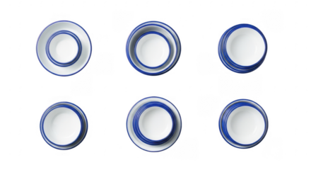 Elegant Set of Blue and White Dishes: Stylish Ceramic Tableware for Dining, Serving, and Home Decor, isolated on a transparent background