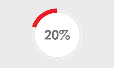 20 percent circle round pie chart. 20% business graph chart. vector graph char. business pie chart