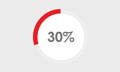 30 percent circle round pie chart. 30% business graph chart. vector graph char. business pie chart