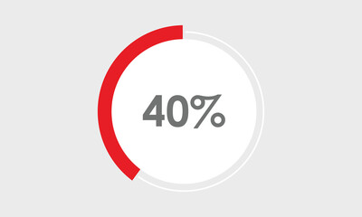 40 percent circle round pie chart. 40% business graph chart. vector graph char. business pie chart
