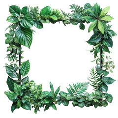 Naklejka premium Lush greenery frame nature decorative element eco-friendly isolated on transparent background