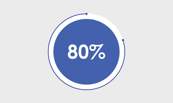 vector pie chart. 80% pie chart. 80 percent  graph chart. pie chart illustration. business graph