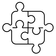 Four-piece puzzle icon for collaboration concept