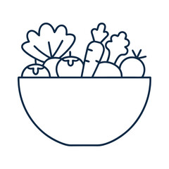 Salad bowl with fresh vegetables in outline style