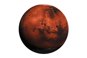 Detailed depiction of Mars, the red planet, perfect for educational materials and designs about space exploration and planetary science.