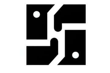 Square symmetrical element forming a stylized abstract shape, suitable for logo designs, brand identity, or creative graphic projects.