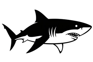 Obraz premium A striking monochrome shark artwork displaying a sleek, stylized silhouette, excellent for use in marine-themed designs or brand identities.