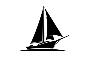 Sleek sailboat graphic with simplified design, perfect for nautical themes, logos, or maritime-related projects requiring a clean, scalable graphic.