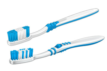 Toothbrush design featuring two personal oral hygiene tools for dental care illustrations, logos, and promoting healthy habits.