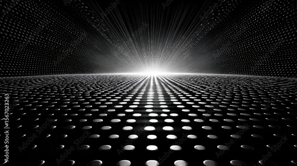 Aufkleber Abstract dark radial dot pattern forming a tunnel, creating a modern dark design concept