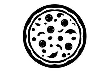A stylized pizza graphic featuring classic toppings, designed as a scalable icon for menus and restaurant branding.