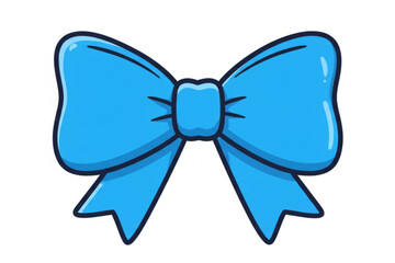 A charming blue ribbon graphic with outline, perfect for embellishments, decorations, gifts, or adding a festive touch to designs.