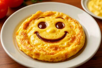 Smiling omelette on a plate