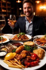 A delicious dinner in a restaurant 