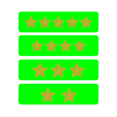 Four rows of golden stars on green backgrounds isolated on transparent background