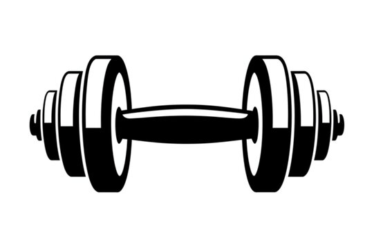 Bold black dumbbell graphic, ideal for fitness promotions, training programs, or gym-related design, showcasing exercise and healthy lifestyle.