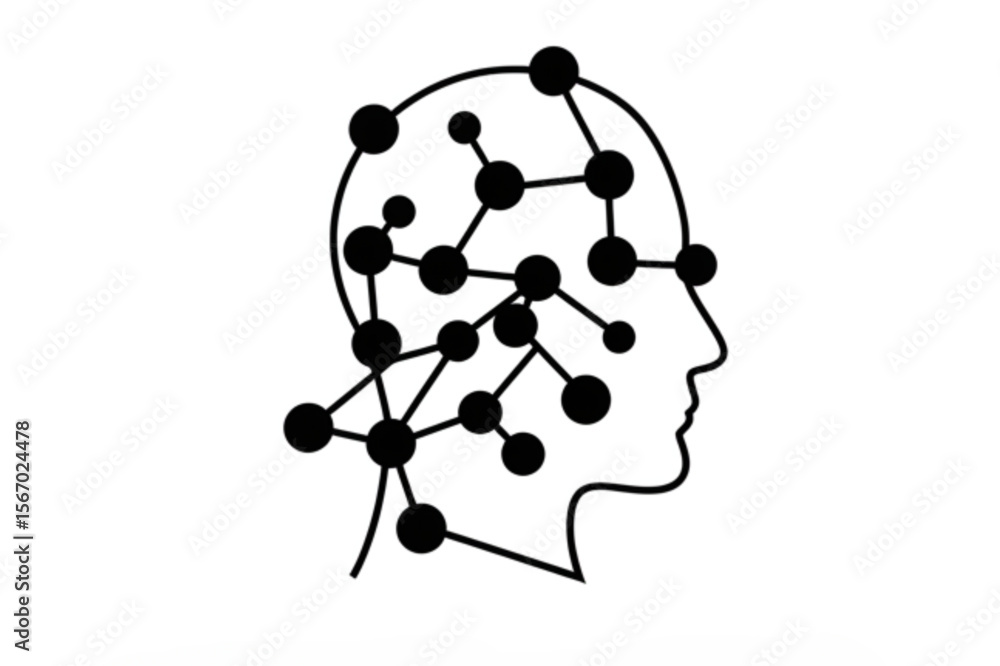 Poster mind connection graphic shows human intelligence with connected nodes, a simple design that represen