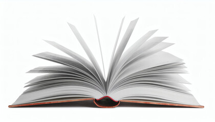 Fototapeta premium Open book painted in brush texture with fluttering pages on white background for artistic and literary design concepts