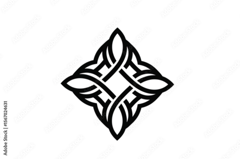 Poster elegant knotted motif with floral accents, suitable for emblem design or creating a sophisticated ge