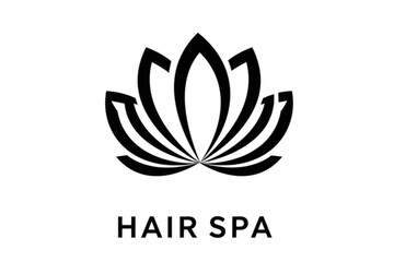 Minimalist lotus flower glyph symbolizes beauty and wellness, perfect for branding hair salons, spas, or cosmetic companies with an elegant, organic aesthetic.