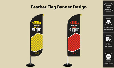 Gym Feather Flag Banner Template Design
