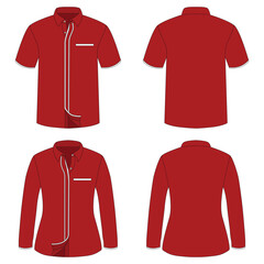 Red and white striped work uniform template for men and women