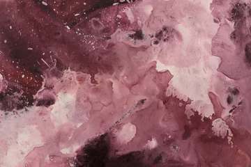 Selbstklebende Fototapeten Farben Im Wasser Abstract flow acrylic, watercolor ink pour marble painting blot. Color brown, pink, beige, lilac smoke texture background.  © Liliia