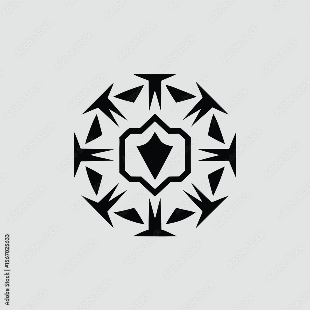 Poster modern and professional logo design featuring a hexagon shape with an embedded shield icon suitable 