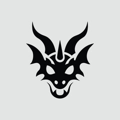 Western Fantasy Dragon Face Mascot Design