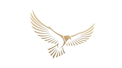 Golden stylized eagle soars elegantly, perfect for aviation themes or corporate logos seeking a symbol of strength and visionary leadership.